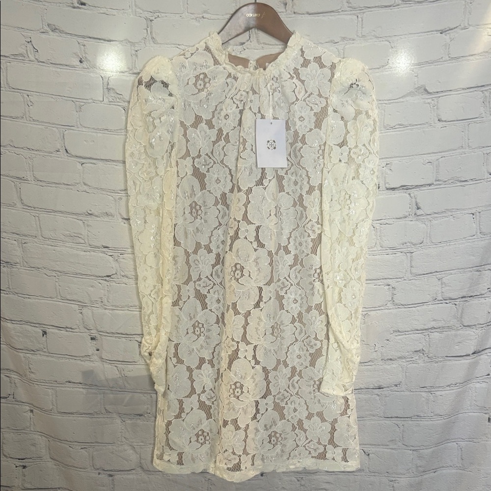 WAYF Cream Lace Long Sleeve Dress Size Small Brand New W/Tags